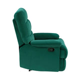 Reclining Chair Green Velvet Upholstery Square Tufted Back Pillowtop Arms Solid Wood Furniture B011P182494