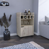 DEPOT E-SHOP Sims 35" H Bar Cart with Two Shelves four Wine Cubbies and One Cabinet,Light Pine B097P167415