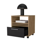 Natural Oak Nightstand with a Drawer and Open Storage B062P290236