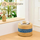 Handmade Woven Foot Stool Natural Water Hyacinth Ottoman for Home Decor & Seating Blue 25287887