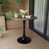 31.5" Walnut color Round Dining Table, Tulip Table Kitchen Dining Table 2-4 People with MDF Table W2189P303505