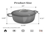 Stainless Steel Handle 5QT Round Enameled Pot Black-to-Grey Gradient 14108425