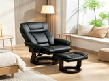 PU Leather Swivel Recliner, Reclining Chair with Footrest, Black 51978044