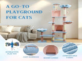 71 inch flower cat tree with large condo removable flower cushion and hammock blue 54622227