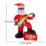 7.5FT Lighted Christmas Inflatable Decoration, Inflatable Black Santa Playing Electric Guitar, Funny 18659500
