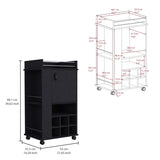 Fargo Bar Cart with Cabinet, 6 Built-in Wine Rack and Casters B070P188867