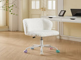 A&A Furniture Office,Artificial rabbit hair Home Office with Metal Base,Adjustable Desk W1143P324154