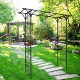 Metal Garden Arch L80.3'' x W20.47'' x H81.1'' Climbing Plants Support Rose Arch Outdoor Black W1586P148590