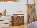 Oval Laundry Hamper with Lid, Woven Natural Water Hyacinth Laundry Hamper 53981278