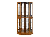 6 Shelf Corner Curio Display Cabinet with Lights, Mirrors and Adjustable Shelves, Oak W1693P165029