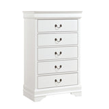 ZNTS Traditional Design White Finish 1pc Chest of 5 Drawers Antique Drop Handles Drawers Bedroom B01149270