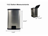 Kitchen Trash Can, 13.2 Gallon Plastic Step Garbage Bin with Lid, Silver 41238085
