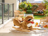 Plush Raccoon Rocking Horse for Kids, Ride-On Toy with Realistic Sounds and Safety Belt, Brown 62319020
