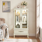 Curio Cabinet Lighted Glass Cabinet Glass Wine Cabinet Curio Display Cabinet with Adjustable Glass W2275P199815
