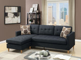 ZNTS Black Polyfiber Sectional Sofa Living Room Furniture Reversible Chaise Couch Pillows Tufted Back B01149143