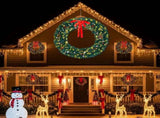 72in Pre-lit Christmas Wreath, Lighted Artificial Xmas Wreath with 300 Warm White Lights and 1200 39499618