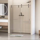 ZNTS 44-48 in. W x 76 in. H Frameless Shower Door, Single Sliding Shower Door, 5/16" Clear Tempered W1920P181730