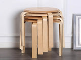 Stackable Bentwood Stool Set of 6, 18" Round Stacking Backless Nesting Stools, Anti-Slip Felt W3101P480684