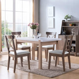 Dining Table Solid Wood Four Leg Posts Two Tone Color Thick Sturdy Hollow Core Construction Table B107P353131