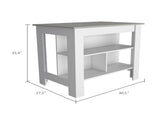 Rockaway 3-Shelf Kitchen Island White and Ibiza Marble B06280052