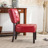 Blended Leather Tufted Accent Chair with Oversized Seating, Red T2574P164249