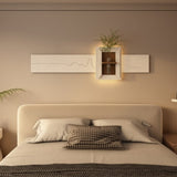 Adjustable 3-Color LED Sandstone Wall Decor with Simulated Plants - 3D Art Sculpture, Glass Vase & W2700P313031