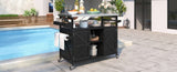 K&K Outdoor Kitchen Island, Rolling Bar Cart & Storage Cabinet, Farmhouse Solid Wood Outdoor Grill N707P235043B