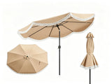 9 ft Boho Patio Umbrella with Tassel Fringe, 30&deg Tilt Outdoor Market Umbrella with Crank & Vent, 48853017