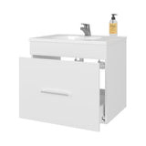 Story Floating Bathroom Vanity Set with Sink, One Drawer White B128P314808
