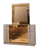 Gold Detailed Dresser made with Wood in Gray B00957544