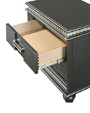 ZNTS 1pc Modern Glam Style Dark Gray Finish Crystal Inlay Edges Two Drawer Nightstand B01181031