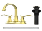 Bathroom Faucet Brushed Gold with Pop-up Drain & Supply Hoses 2-Handle 360 Degree High Arc Swivel 28291846