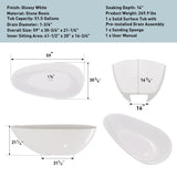 59" Freestanding Solid Surface Bathtub, Luxury Handcrafted Stone Resin Freestanding Soaking Bathtub W1573P176229