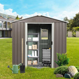 8ft x 4ft Outdoor Metal Storage Shed With window and metal foundation,Gray W54071037