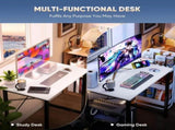 47" Computer Desk Gaming Table Home Office Writing Study Workstation with Sturdy Metal Frame, White 31802411