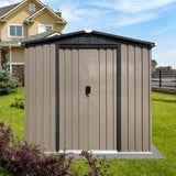 ZNTS Outdoor storage sheds 4FTx6FT Apex roof brown with Sliding Doors W1350P232286