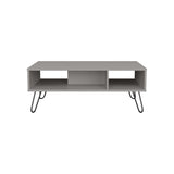 Coffee Table 15.7" H, with 4 Legs and 2 Shelves, White B097P250888