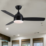Smart 48 in. integrated LED Balck Ceiling Fan with Remote Contorl and Plywood Blades W1367P182810