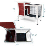 ZNTS Two-Tier Wooden Indoor/Outdoor Rabbit Cage for Small Animals with Runway and Leak-Proof Plastic W142763541