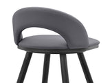 Lottech Swivel Bar Stool in Black Metal with Gray Faux Leather B2736P354271