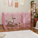 ZNTS Dog Playpen Indoor 32 inch 8 Panels Metal Dog Pen Pet Dog Fence Outdoor Exercise Pen with Doors, W368P234002