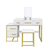 Makeup Vanity Set with Mirror , Dresser Table with Nightstand , with 4 Drawers W331P246722
