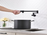Brass Folding Faucet 1/2NPT Wall Mount Kitchen Faucet Two Handles Cold Water Tap Black 99606857