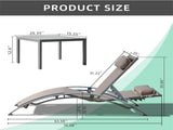 Pool Lounge Chairs Set of 3, Adjustable Aluminum Outdoor Chaise Lounge Chairs with Metal Side Table, W1859109833