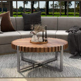 31.4-inch living room circular coffee modern natural wood grain handmade drum shaped coffee W1727P251174