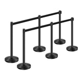 6 Pcs Crowd Control Stanchion Set ,with Retractable Belts, Black Stanchions Queue with Sand 23595160