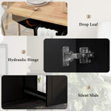 Kitchen Island with Drop Leaf, 53.9" Width Rolling Kitchen Cart on Wheels with Internal Storage Rack WF312383AAB