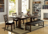 Traditional 1pc Bench Dining Room Leatherette Espresso Seat Rustic Walnut Finish Wooden Bench B011P246017