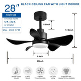 28' Ceiling Fans with Lights and Remote/APP Control, Low Profile Ceiling Fans with 5 Reversible W2352P204381