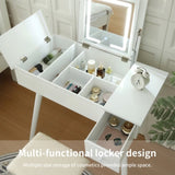 Vanity Desk Set with LED Lighted Mirror & Power Outlet, Flip Top Makeup Vanity Table with Drawers & W2837P197840